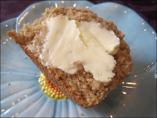 Peanut Butter Oat Bran Muffin with butter