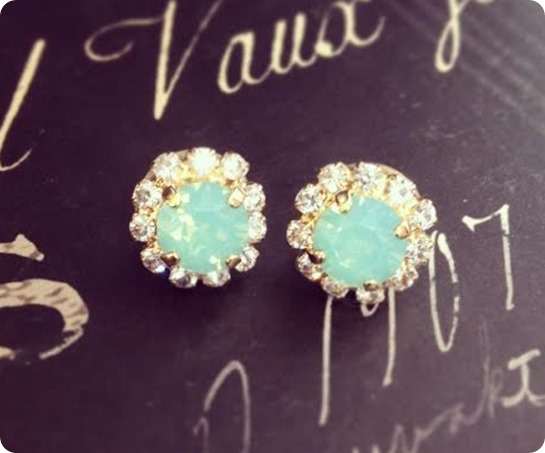 seafoam rhinestone earrings