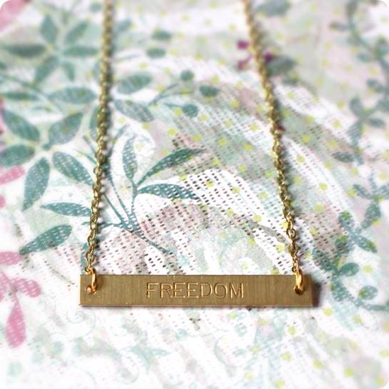 FREEDOM engraved bar necklace // Speakable.co