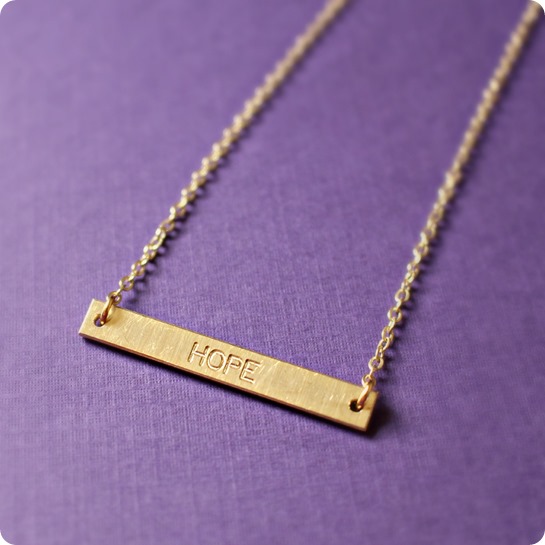 HOPE engraved bar necklace // Speakable.co