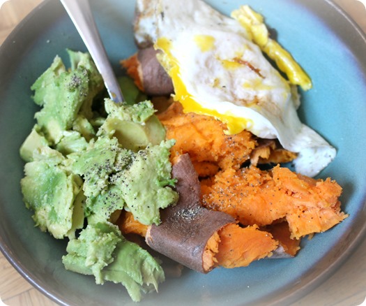 Avocado, Fried Egg, Sweet Potato