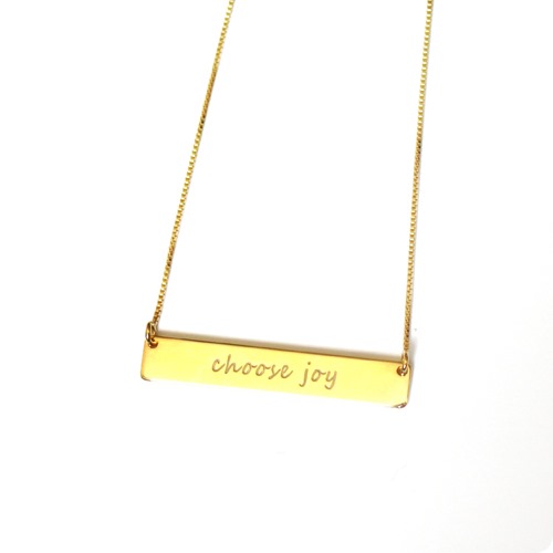 CHOOSE JOY engraved bar necklace // Speakable.co