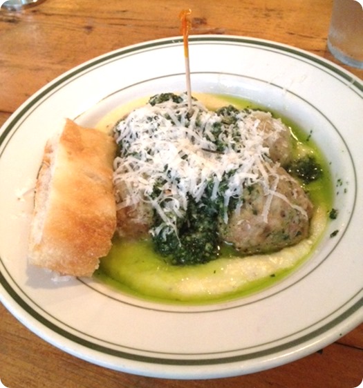 Chicken Meatballs with Pesto over Polenta