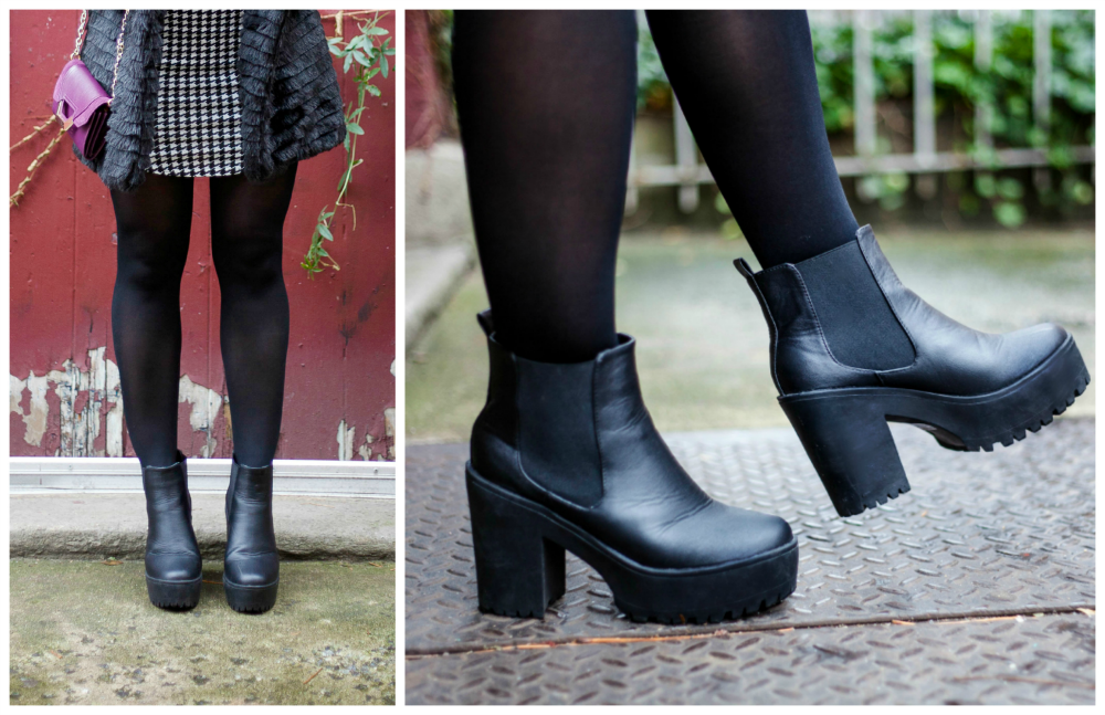 black platform booties