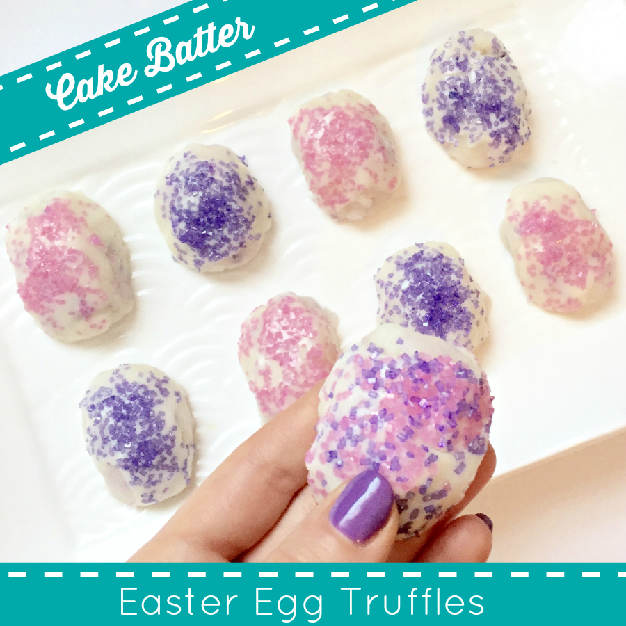 White Chocolate Covered Cake Batter Truffle (Easter Eggs!)